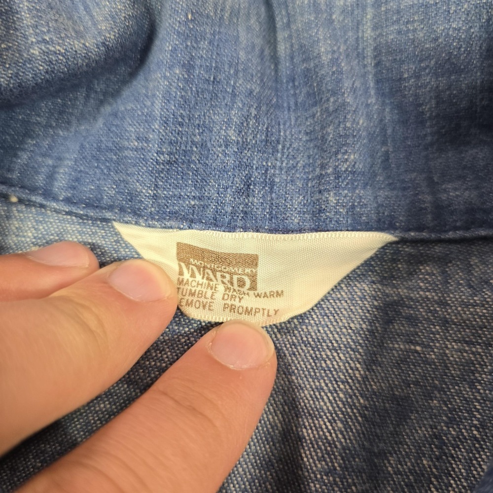 Montgomery Ward Shirt Jacket Blue Denim Snap Front Chambray Long Sleeve - Picture 5 of 10